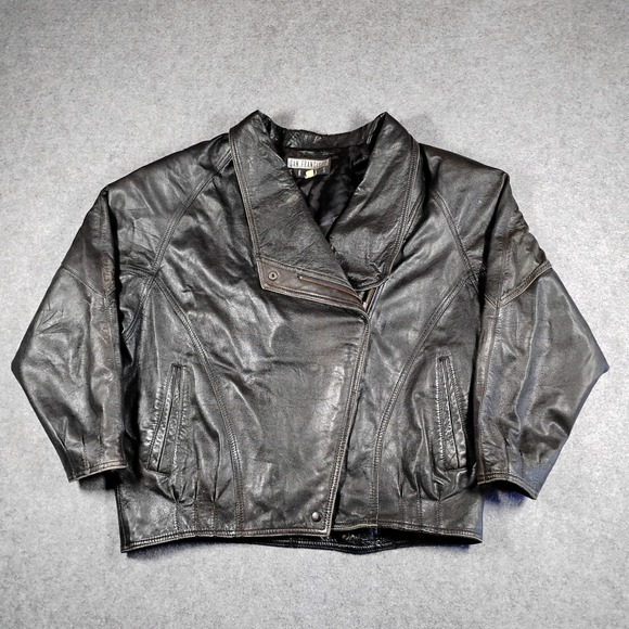 San Francisco Skins Other - San Francisco Skins Mens Vintage Black Leather Asymmetrical Biker Moto Jacket XL